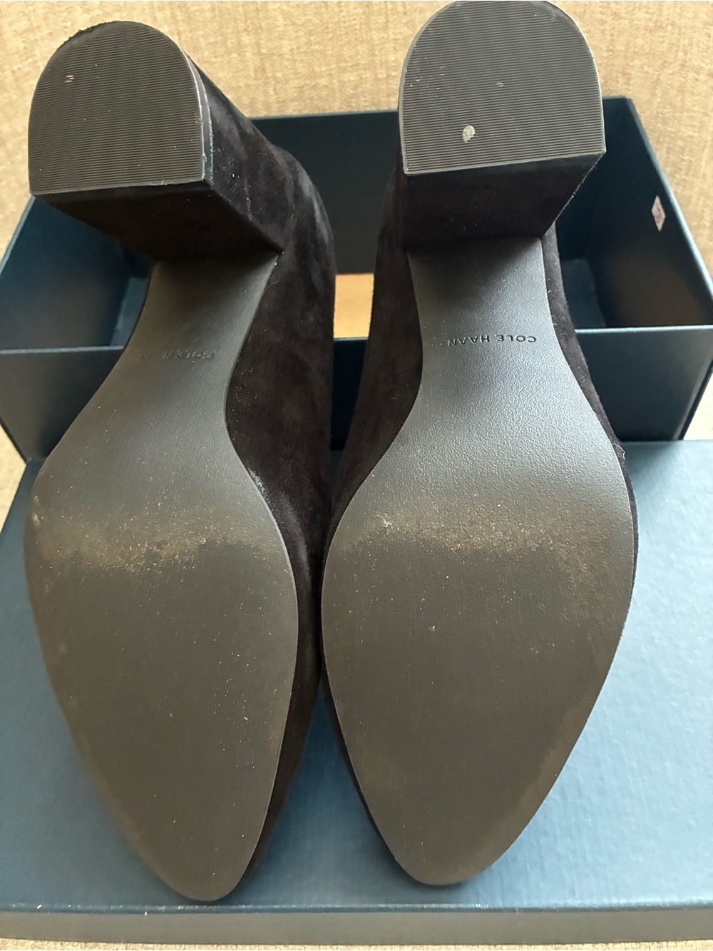 Cole Haan Alanna block heel pump in black suede. - Picture 10 of 11